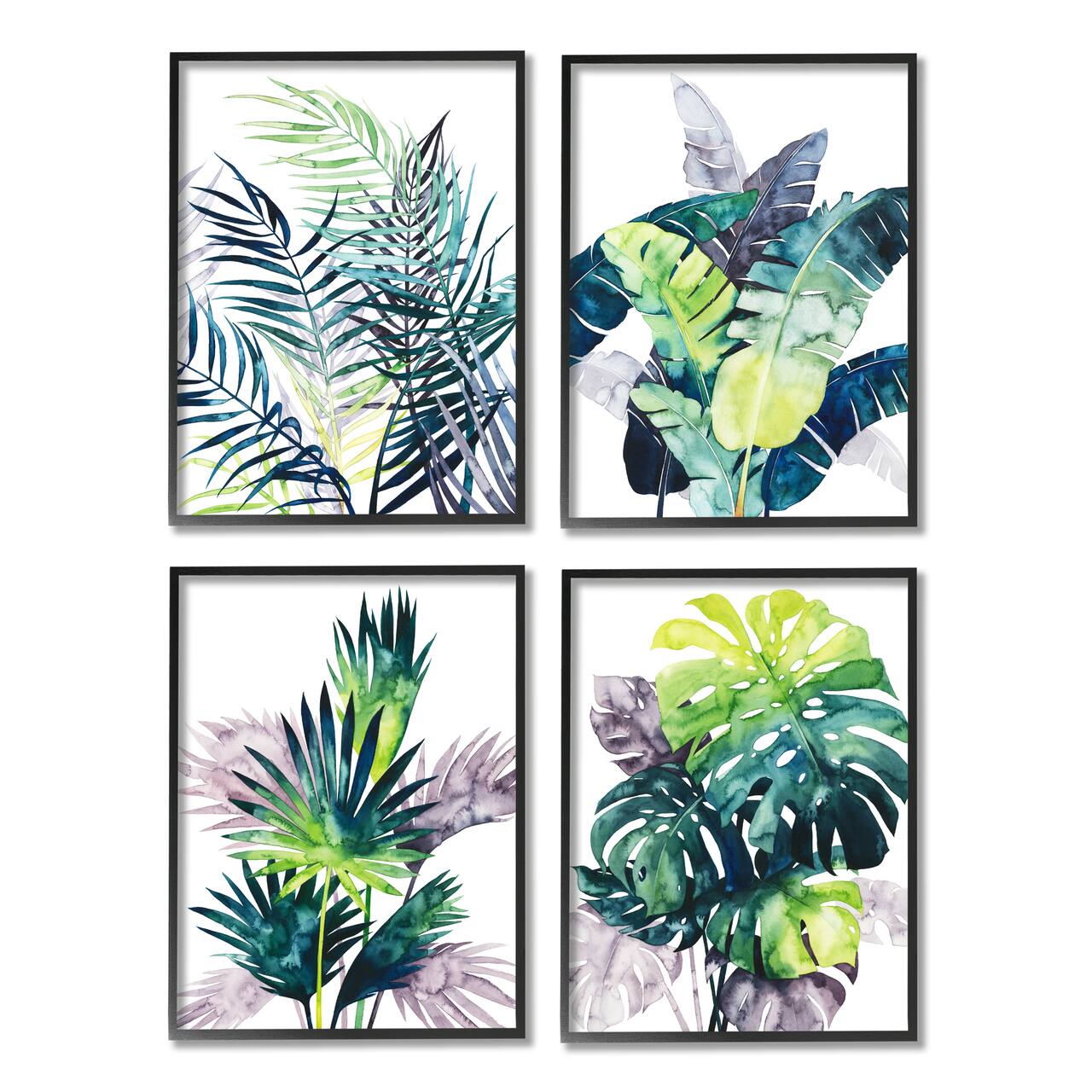 Stupell Industries Various Tropical Palm Plants Wall Art in Black Frames 4ct.